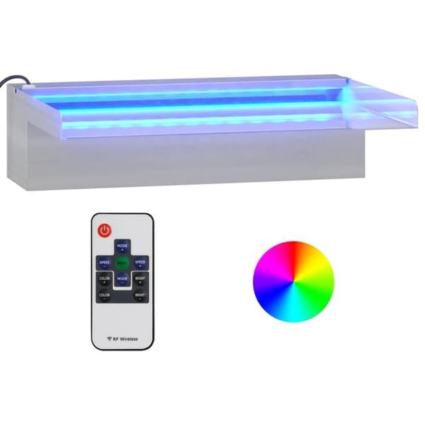 Överfall för vattenfall - Exklusivt hus - Borstat rostfritt stål 304 - LED RGB fjärrkontroll - 30 cm Silver