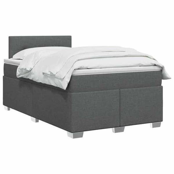 Ljust boxspring - MAISON EXCLUSIVE - 120 x 200 cm - Mörkgrå - Polyester tyg - Justerbar huvudgavel Mörkgrå