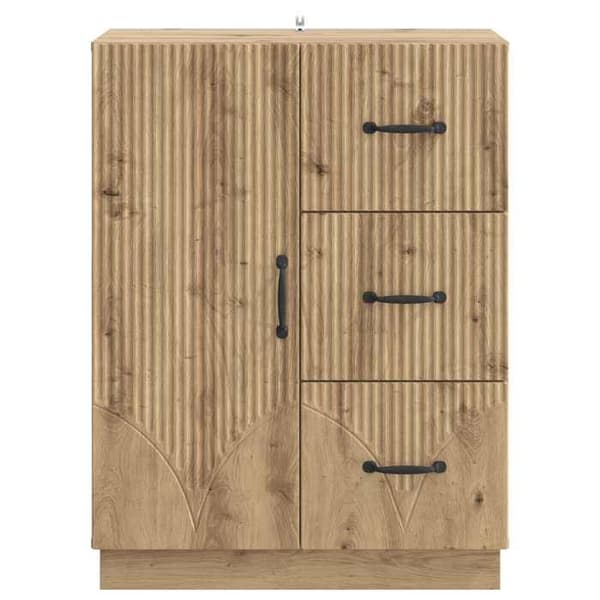Buffet - EKSKLUSIVT HUS - Eg 66×34,5×87 cm - Ingeniørtræ - Nem montering - Brun Ek