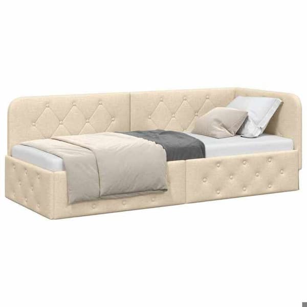 Maison Exclusive - Vinkel sengestel Creme 80 x 200 cm stof