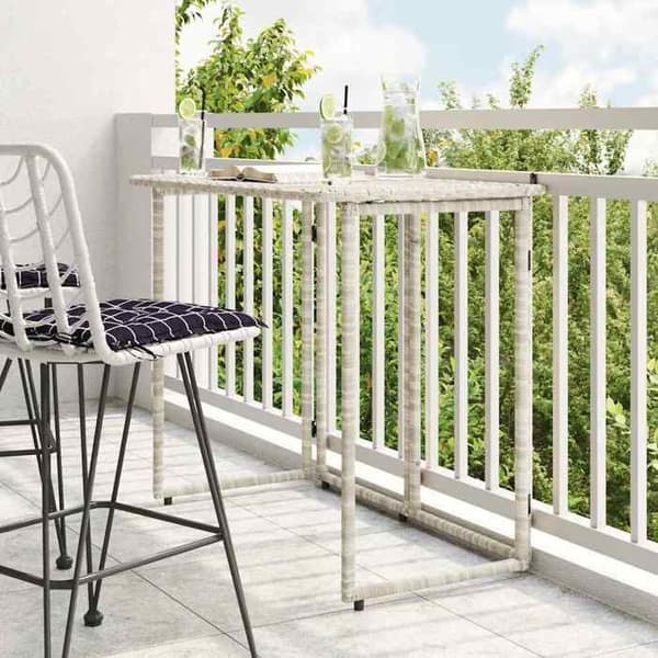 Maison Exclusive - Fällbord för trädgård ljusgrå 90 x 51 x 75 cm polyrotin