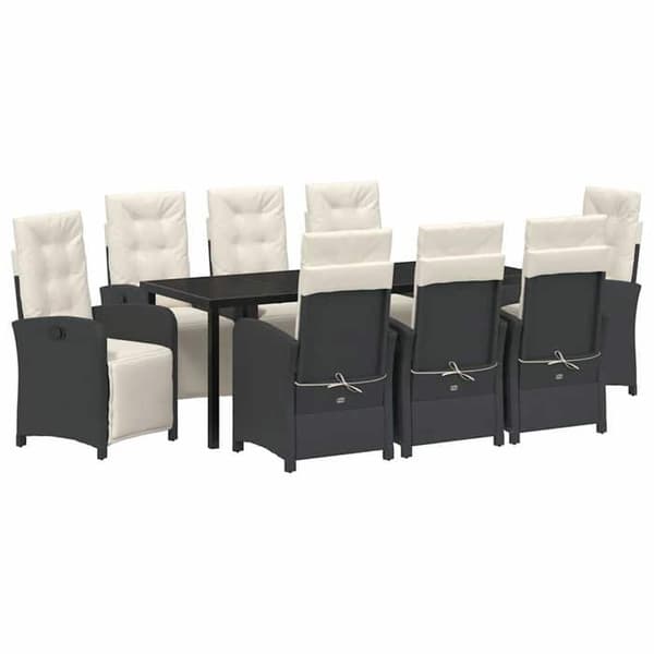 Maison Exclusive - 9 pc have spisebordssæt i sort polyrotin Svart