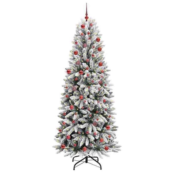 Kunstigt juletræ - EKSKLUSIV HUS - 210 cm - Sne hvid - Varm hvid LED - Foldbare grene Vit