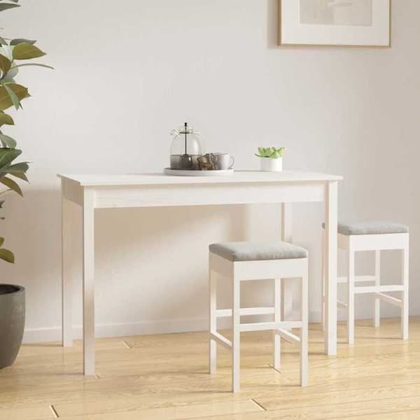 Matbord - EXKLUSIV HEM - 110 x 55 x 75 cm - Massivt furu - Vit - Rektangulär Vit