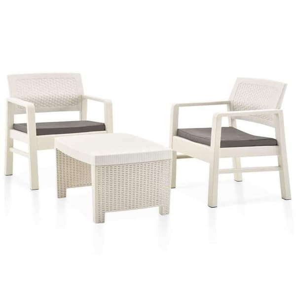 Havemøbel sæt - MAISON EXCLUSIVE - 3 stk - Plastisk harpiks - Hvid - Polyester puder Vit