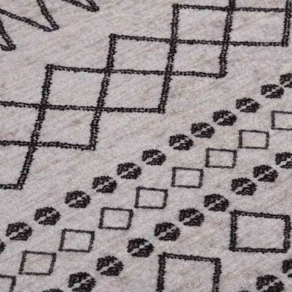 Tæppe - MAISON EXCLUSIVE - Ø120 cm - Rund - Sort og hvid - Polyester velour svart och vitt