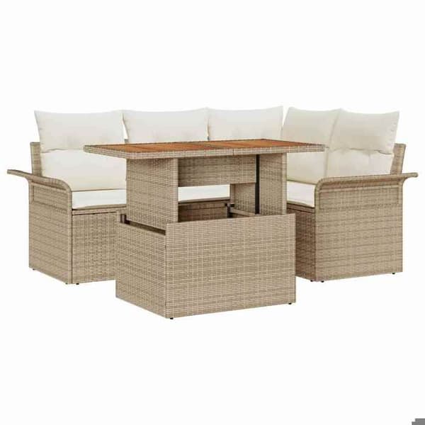 Trädgårdsmöbler - EXKLUSIVT HUS - Set 5 delar - Beige - Modulär - Väderbeständig beige