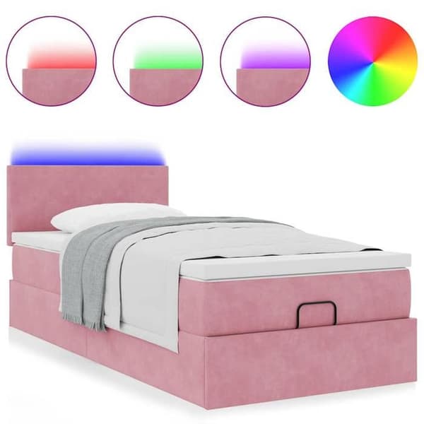 Sängsoffa - Maison Exclusive - 80x200 cm - Sammet rosa - Förvaring & LED Ros