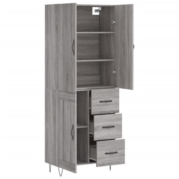 Maison Exclusive - Buffé hög Sonoma grå 69,5x34x180 cm Ingenjörsträ