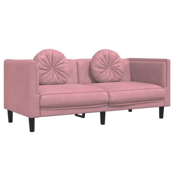 Maison Exclusive - Sæt af 2 sofaer med puder i lyserødt velour