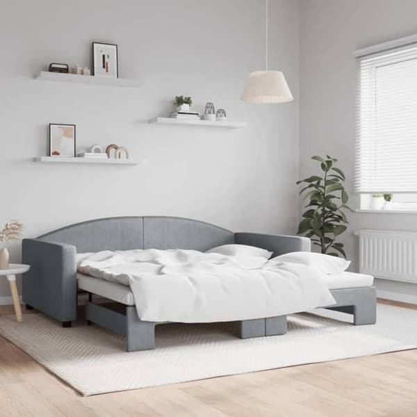 Maison Exclusive - Sovesofa med udtræksseng lys grå 100x190 cm stof