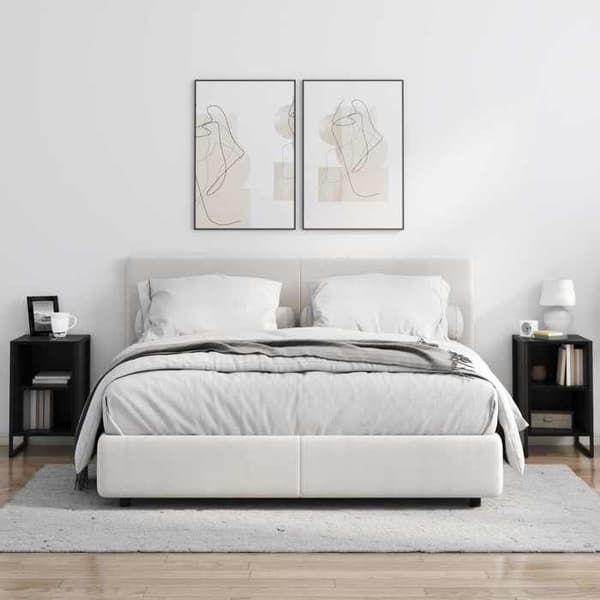 Maison Exclusive - Natbord 2 stk Sort eg 39,5 x 30 x 50 cm