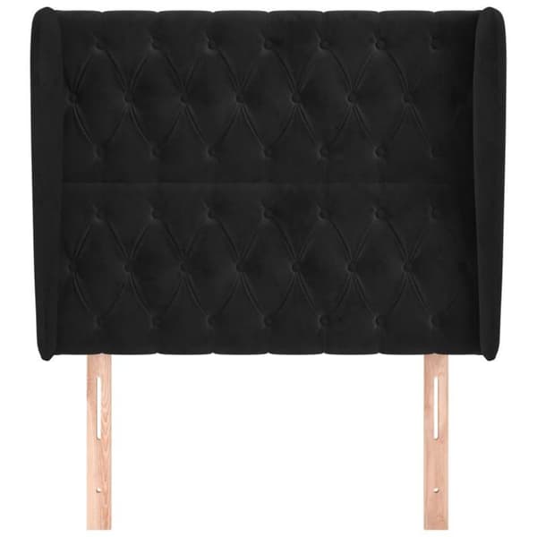 Maison Exclusive - Päätylevy korvilla Musta 103x23x118/128 cm Sametti Svart