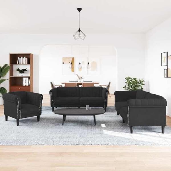Maison Exclusive - 3 kpl:n musta samettisohvasetti