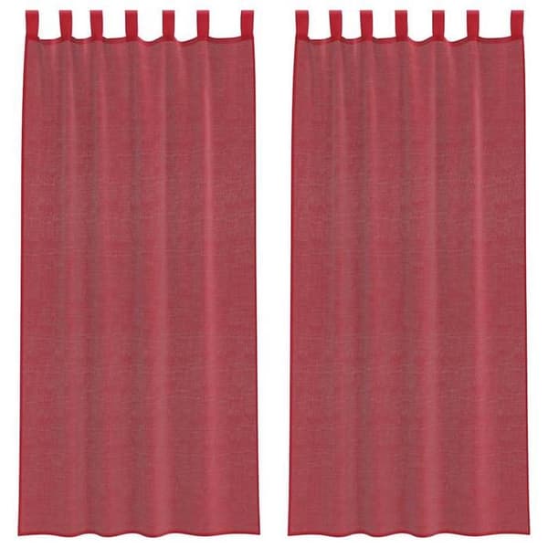 Verho - MAISON EXCLUSIVE - 2 kpl - Renkaat - Bordeaux-punainen - 100% polyesteri Röd Bordeaux
