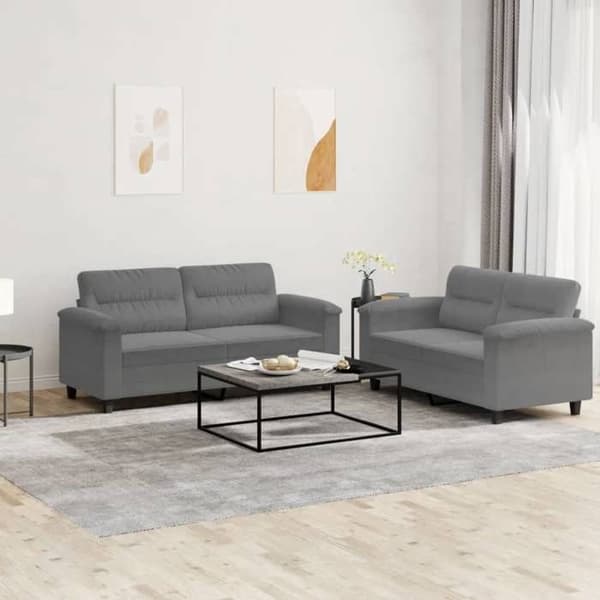 Maison Exclusive - Set med soffor 2 st mörkgrå kuddar mikrofiber
