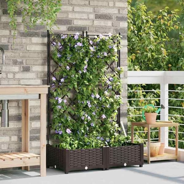 Cache-pot / havekrukke - MAISON EXCLUSIVE - Rektangulær 80 x 40 x 125,5 cm - 2 stk. - Brun - Holdbar polypropylen brun