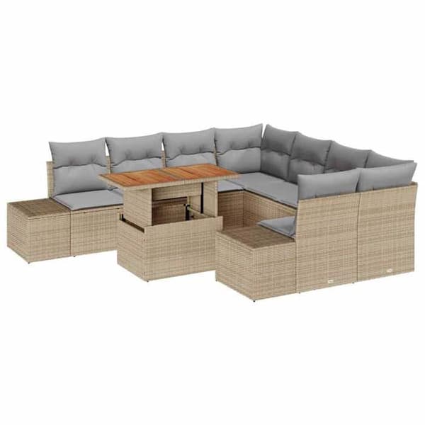 Maison Exclusive - 9 stk. have-sofa sæt Beige Poly rattan