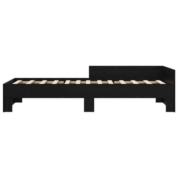Sengestel - EKSKLUSIV HUS - Sort eg - 80 x 200 cm - Integreret hovedgærde - Lamelseng svart ek