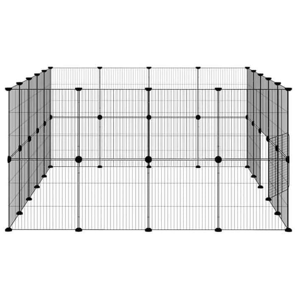 Maison Exclusive - Kæledyrbur med 36 paneler og dør Sort 175x140x70 cm