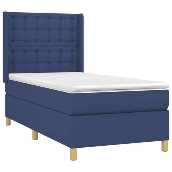 Maison Exclusive - Sengestel med springmadras Blå 90x200 cm Stof
