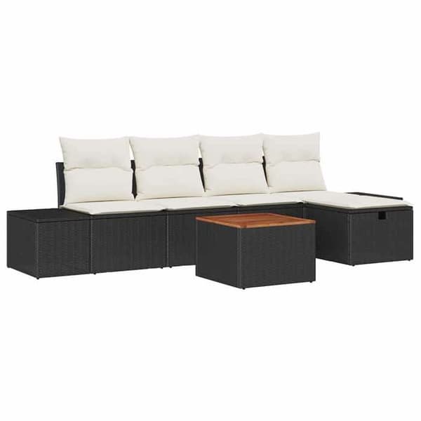 Maison Exclusive - Sæt af 6 pc have-sofa i sort poly rattan Svart