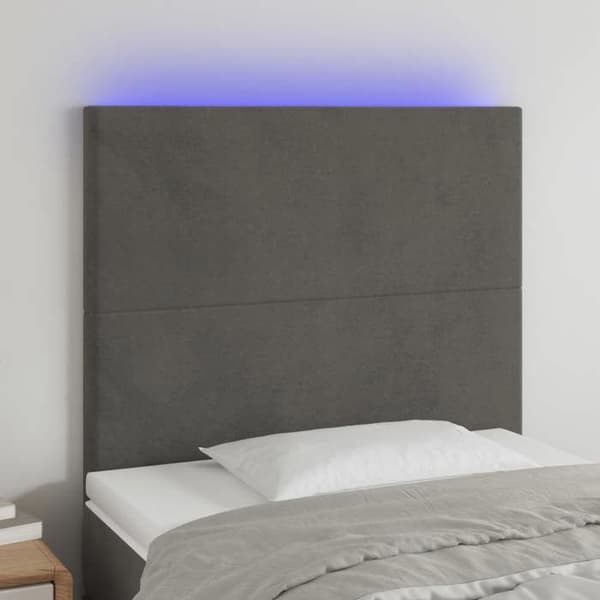 Maison Exclusive - LED-hovedgærde Mørkegrå 80x5x118/128 cm Velour mörkgrå