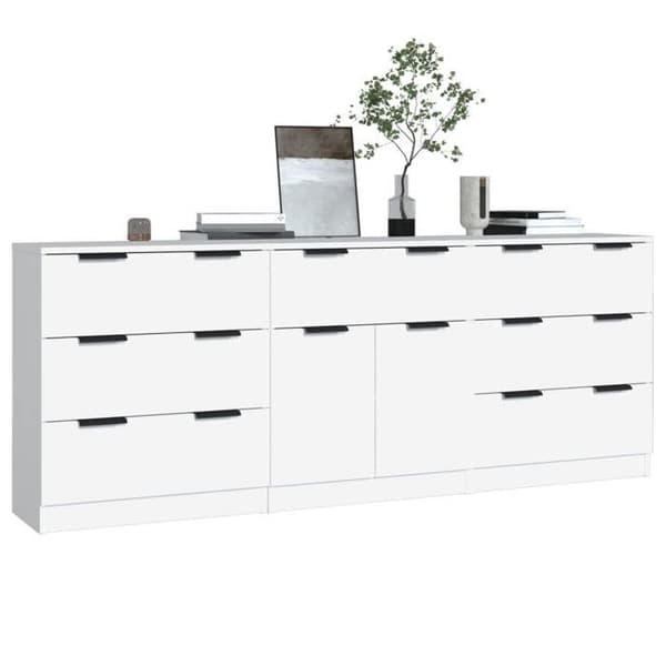 Maison Exclusive - 3 stk. Buffet Hvid Ingeniørtræ