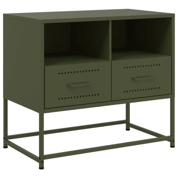 Maison Exclusive - TV-möbel olivgrön 68x39x60,5 cm stål