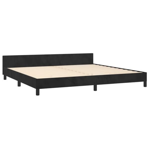 Sengestel - EKSKLUSIV HUS - 200x200 cm - Velour - Sort - Justerbar hovedgærde Svart