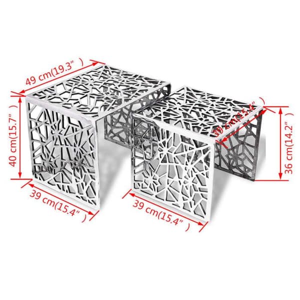 Maison Exclusive - Kvadratisk sidebord 2 dele Aluminium Sølv Silver