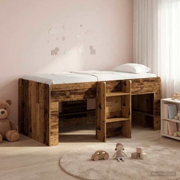 Maison Exclusive - Høj Sengramme til Børn i Antik Træ 80 x 160 cm