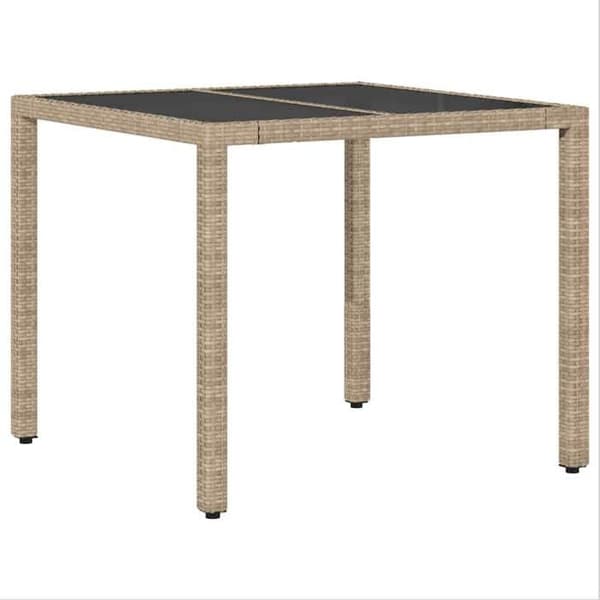 Spisestue sæt - EKSKLUSIV HUS - 3 dele - Beige - Poly rattan - Tempereret glas plade beige