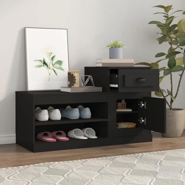 Maison Exclusive - Skoskab sort 100x42x60 cm ingeniørtræ