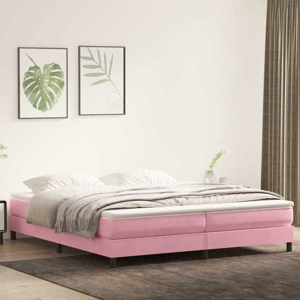 Maison Exclusive - Sängyn lattiapuu ilman patjaa vaaleanpunainen 200x210 cm sametti