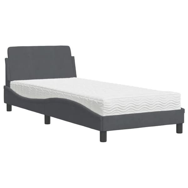 Maison Exclusive - Seng med Dover mørkegrå madras 90x200 cm velour Mörkgrå