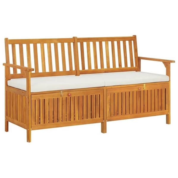 Maison Exclusive - Förvaringsbänk med kudde 148 cm Solid akaciaträ