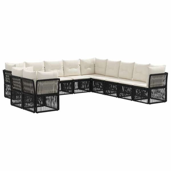 Maison Exclusive - 11 pc havegruppesæt i sort polyrotin