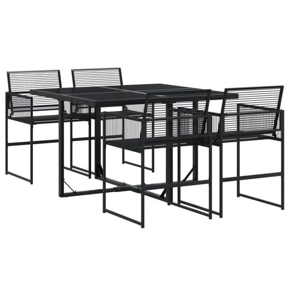 Maison Exclusive - Trädgårdsset 5 delar Svart Flätad Resin Sort