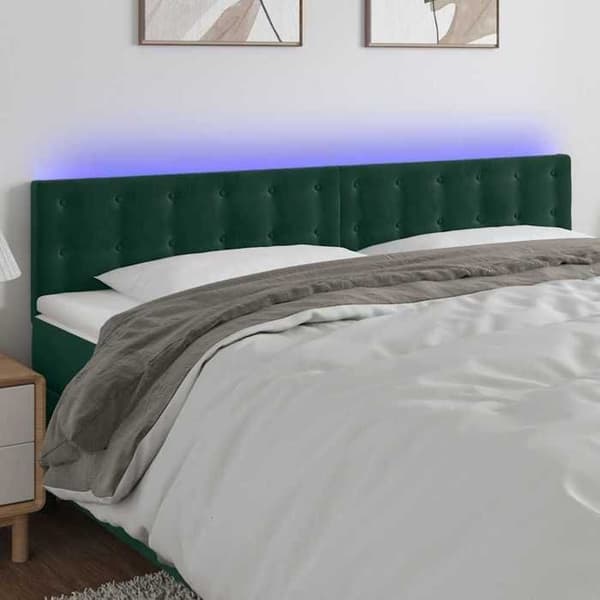 Maison Exclusive - LED-päätyvihreä 200x5x78/88 cm Sametti Mörkgrön