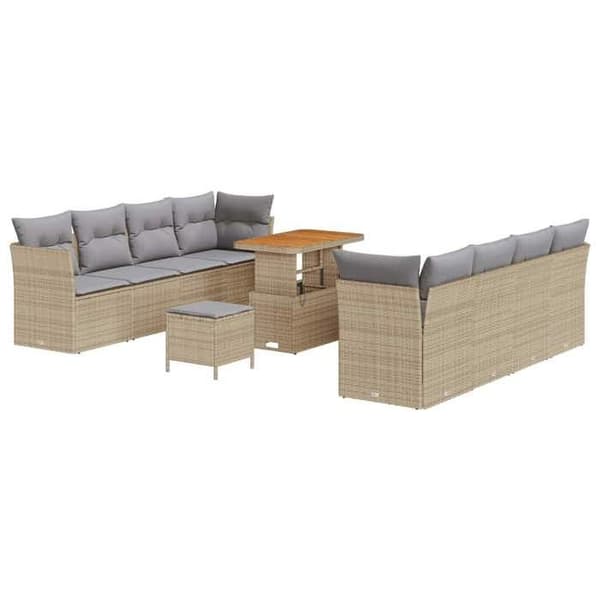 Maison Exclusive - 11 osan beige polyrottinkinen puutarhakalustesetti beige