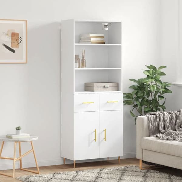 Maison Exclusive - Buffé hög Vit 69,5x34x180 cm Ingenjörsträ Vit