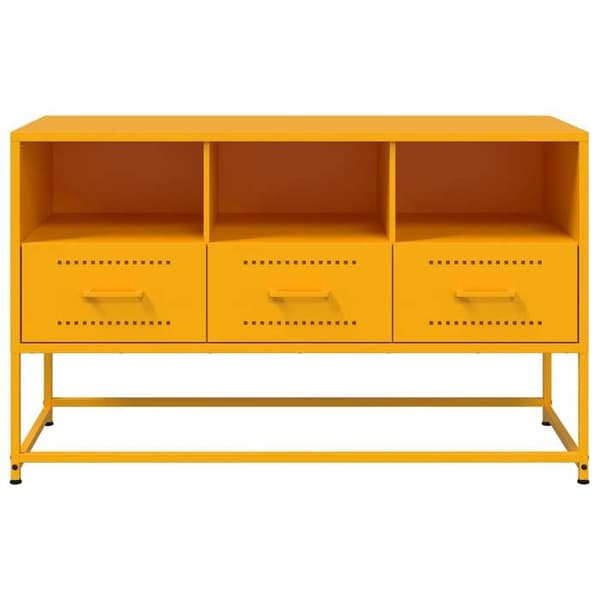 Maison Exclusive - TV-møbel i sennepsgul 100,5x39x60,5 cm stål