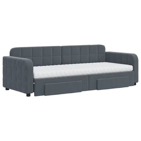 Maison Exclusive - Dagbädd med utdragbar säng och mörkgrå lådor 80x200cm sammet mörkgrå