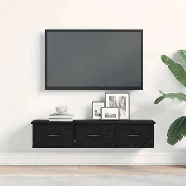 Maison Exclusive - Vægskab i sort eg 88x26x18,5 cm ingeniørtræ