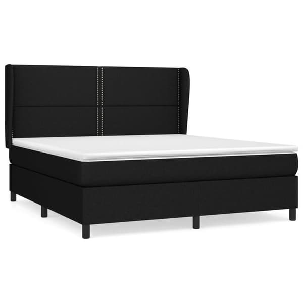 Maison Exclusive - Sengebund med lameller og madras Sort 180x200 cm Stof