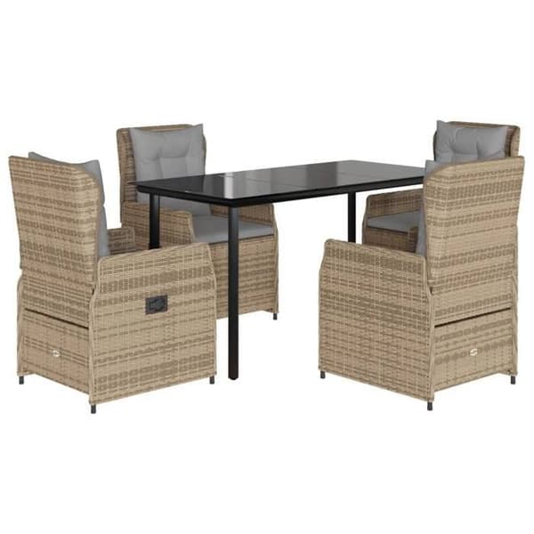 Maison Exclusive - Puutarhakalusteryhmä tyynyillä 5 kpl Beige polyrottinki beige