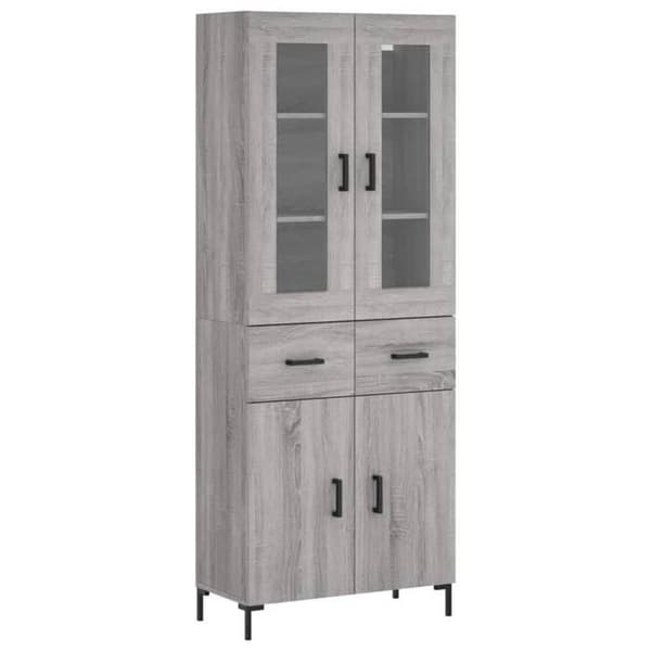 Maison Exclusive - Buffé hög Sonoma grå 69,5x34x180 cm Ingenjörsträ