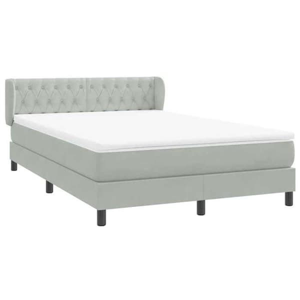 Maison Exclusive - Sängyn lattiapuut ja vaaleanharmaa patja 160x210cm samettia