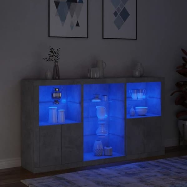 Maison Exclusive - Buffet med LED-lys grå beton 181,5x37x100 cm